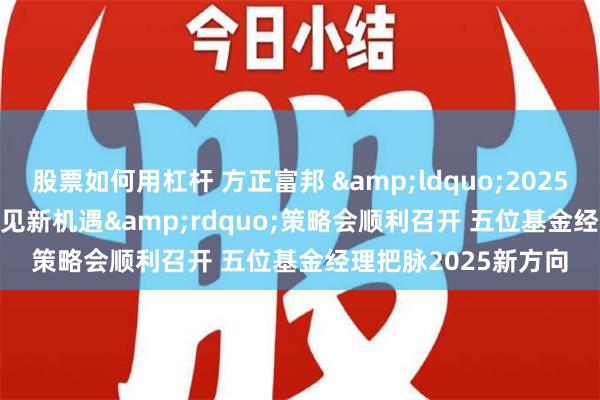 股票如何用杠杆 方正富邦 &ldquo;2025&middot;预见新机遇&rdquo;策略会顺利召开 五位基金经理把脉2025新方向